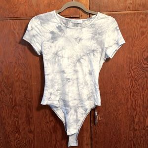 Blue tie dye body suit